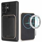 For Samsung Galaxy S25 Ultra 5G Kalebol Slim MagSafe Ring Magnetic Card Bag Leather Phone Case(Black) - 1