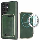 For Samsung Galaxy S25 Ultra 5G Kalebol Slim Magnetic Ring Card Bag Leather Phone Case(Green) - 1
