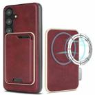 For Samsung Galaxy S24 5G Kalebol Slim Magnetic Ring Card Bag Leather Phone Case(Red) - 1