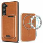 For Samsung Galaxy S23+ 5G Kalebol Slim MagSafe Ring Magnetic Card Bag Leather Phone Case(Brown) - 1