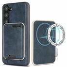 For Samsung Galaxy S23 5G Kalebol Slim MagSafe Ring Magnetic Card Bag Leather Phone Case(Blue) - 1