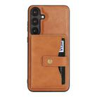 For Samsung Galaxy S25 Edge 5G Kalebol Magnetic Button Card Bag MagSafe Ring Leather Phone Case(Brown) - 2