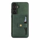 For Samsung Galaxy S25 Edge 5G Kalebol Button Ring Magnetic Card Bag Leather Phone Case(Green) - 2
