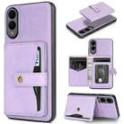 For Samsung Galaxy S25 Edge 5G Kalebol Button Ring Magnetic Card Bag Leather Phone Case(Purple) - 1