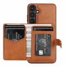 For Samsung Galaxy S25 5G Kalebol Button Ring Magnetic Card Bag Leather Phone Case(Brown) - 3