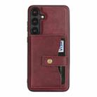For Samsung Galaxy S25 5G Kalebol Button Ring Magnetic Card Bag Leather Phone Case(Red) - 2