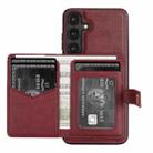 For Samsung Galaxy S25 5G Kalebol Button Ring Magnetic Card Bag Leather Phone Case(Red) - 3