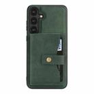 For Samsung Galaxy S25 5G Kalebol Magnetic Button Card Bag MagSafe Ring Leather Phone Case(Green) - 2