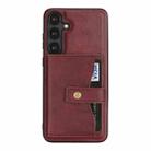 For Samsung Galaxy S25+ 5G Kalebol Button Ring Magnetic Card Bag Leather Phone Case(Red) - 2