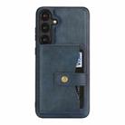 For Samsung Galaxy S25+ 5G Kalebol Button Ring Magnetic Card Bag Leather Phone Case(Blue) - 2