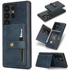 For Samsung Galaxy S25 Ultra 5G Kalebol Button Ring Magnetic Card Bag Leather Phone Case(Blue) - 1