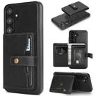 For Samsung Galaxy S24 5G Kalebol Button Ring Magnetic Card Bag Leather Phone Case(Black) - 1