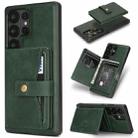 For Samsung Galaxy S23 Ultra 5G Kalebol Magnetic Button Card Bag MagSafe Ring Leather Phone Case(Green) - 1