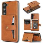 For Samsung Galaxy S23 5G Kalebol Button Ring Magnetic Card Bag Leather Phone Case(Brown) - 1