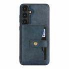 For Samsung Galaxy S23 5G Kalebol Button Ring Magnetic Card Bag Leather Phone Case(Blue) - 2