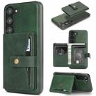 For Samsung Galaxy S23 5G Kalebol Button Ring Magnetic Card Bag Leather Phone Case(Green) - 1