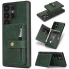 For Samsung Galaxy S22 Ultra 5G Kalebol Button Ring Magnetic Card Bag Leather Phone Case(Green) - 1