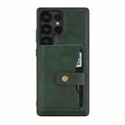 For Samsung Galaxy S22 Ultra 5G Kalebol Button Ring Magnetic Card Bag Leather Phone Case(Green) - 2