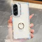 For Samsung Galaxy A56 5G Rhinestone Glitter TPU Ring Holder Anti-fall Phone Case(Transparent) - 1