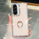 For Samsung Galaxy A36 5G Rhinestone Glitter TPU Ring Holder Anti-fall Phone Case(Light Pink) - 1
