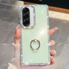 For Samsung Galaxy A36 5G Rhinestone Glitter TPU Ring Holder Anti-fall Phone Case(Light Green) - 1