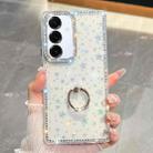 For Samsung Galaxy S25 5G Rhinestone Glitter TPU Ring Holder Anti-fall Phone Case(Transparent Stars) - 1