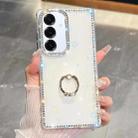 For Samsung Galaxy S25 5G Rhinestone Glitter TPU Ring Holder Anti-fall Phone Case(Transparent) - 1