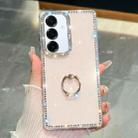 For Samsung Galaxy S25+ 5G Rhinestone Glitter TPU Ring Holder Anti-fall Phone Case(Light Pink) - 1