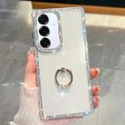 For Samsung Galaxy S25+ 5G Rhinestone Glitter TPU Ring Holder Anti-fall Phone Case(White) - 1