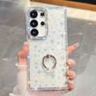 For Samsung Galaxy S25 Ultra 5G Rhinestone Glitter TPU Ring Holder Anti-fall Phone Case(Transparent Stars) - 1