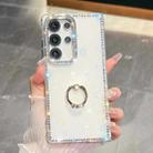 For Samsung Galaxy S25 Ultra 5G Rhinestone Glitter TPU Ring Holder Anti-fall Phone Case(Transparent) - 1