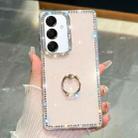 For Samsung Galaxy A16 5G Rhinestone Glitter TPU Ring Holder Anti-fall Phone Case(Light Pink) - 1