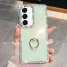 For Samsung Galaxy A16 5G Rhinestone Glitter TPU Ring Holder Anti-fall Phone Case(Light Green) - 1