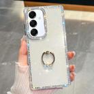 For Samsung Galaxy A16 5G Rhinestone Glitter TPU Ring Holder Anti-fall Phone Case(White) - 1