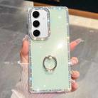 For Samsung Galaxy S24 FE 5G Rhinestone Glitter TPU Ring Holder Anti-fall Phone Case(Light Green) - 1