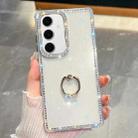 For Samsung Galaxy S24 FE 5G Rhinestone Glitter TPU Ring Holder Anti-fall Phone Case(White) - 1