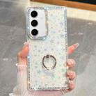 For Samsung Galaxy S24 FE 5G Rhinestone Glitter TPU Ring Holder Anti-fall Phone Case(Transparent Stars) - 1