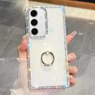 For Samsung Galaxy S24 FE 5G Rhinestone Glitter TPU Ring Holder Anti-fall Phone Case(Transparent) - 1