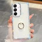 For Samsung Galaxy A15 5G Rhinestone Glitter TPU Ring Holder Anti-fall Phone Case(Transparent) - 1