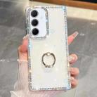 For Samsung Galaxy A55 5G Rhinestone Glitter TPU Ring Holder Anti-fall Phone Case(Transparent) - 1