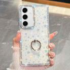 For Samsung Galaxy S24+ 5G Rhinestone Glitter TPU Ring Holder Anti-fall Phone Case(Transparent Stars) - 1