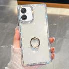 For Samsung Galaxy A07 5G Rhinestone Glitter TPU Ring Holder Anti-fall Phone Case(White) - 1