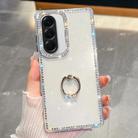 For Samsung Galaxy A17 5G Rhinestone Glitter TPU Ring Holder Anti-fall Phone Case(White) - 1