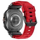 For Samsung Galaxy Watch Ultra 47mm Explorer Metal Head Fluororubber Watch Band(Black Red) - 3