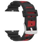 For Apple Watch 46mm / 49mm / 45mm / 44mm Diamond Texture Two-Color Silicone Watch Band(Camouflage Black Red) - 2