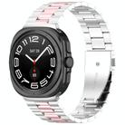 For Samsung Galaxy Watch 8 40 / 44mm Three Beads Stainless Steel Watch Band with Removal Tool(Silver Pink) - 1