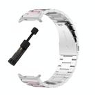For Samsung Galaxy Watch 8 40 / 44mm Three Beads Stainless Steel Watch Band with Removal Tool(Silver Pink) - 3