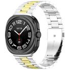 For Samsung Galaxy Watch 8 40 / 44mm Three Beads Stainless Steel Watch Band with Removal Tool(Silver Gold) - 1