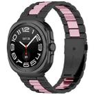 For Samsung Galaxy Watch 8 40 / 44mm Three Beads Stainless Steel Watch Band with Removal Tool(Black Pink) - 1