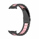 For Samsung Galaxy Watch 8 40 / 44mm Three Beads Stainless Steel Watch Band with Removal Tool(Black Pink) - 2